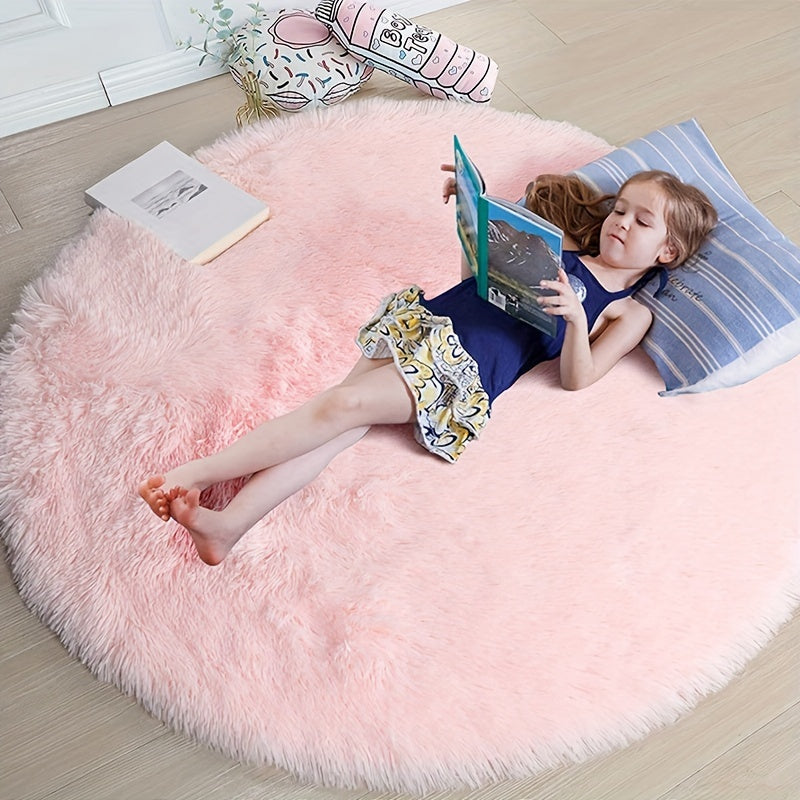 1pc, Soft and Fluffy Round Rug for Bedroom