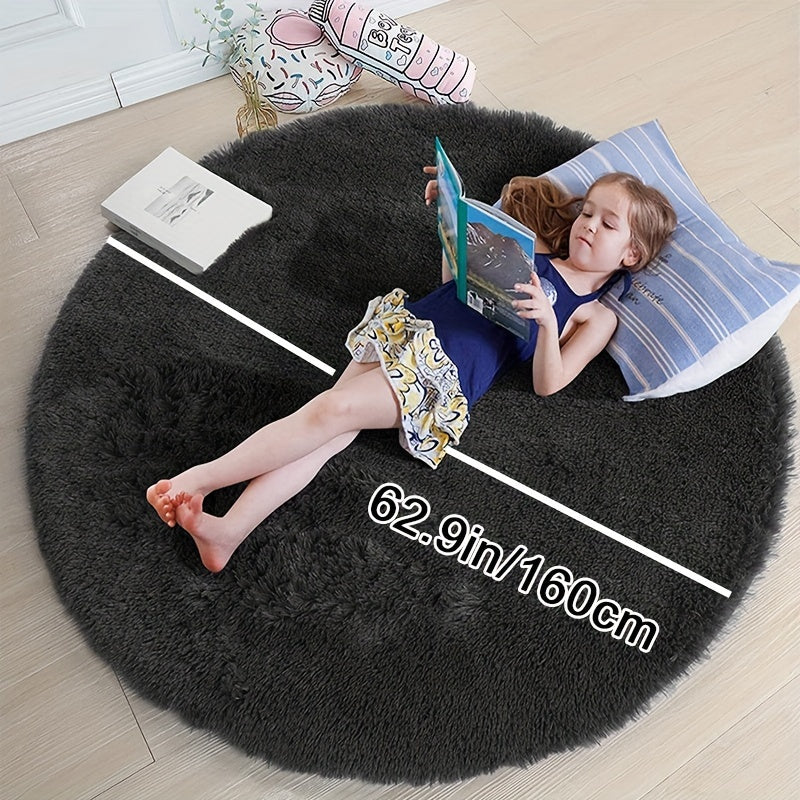 1pc, Soft and Fluffy Round Rug for Bedroom