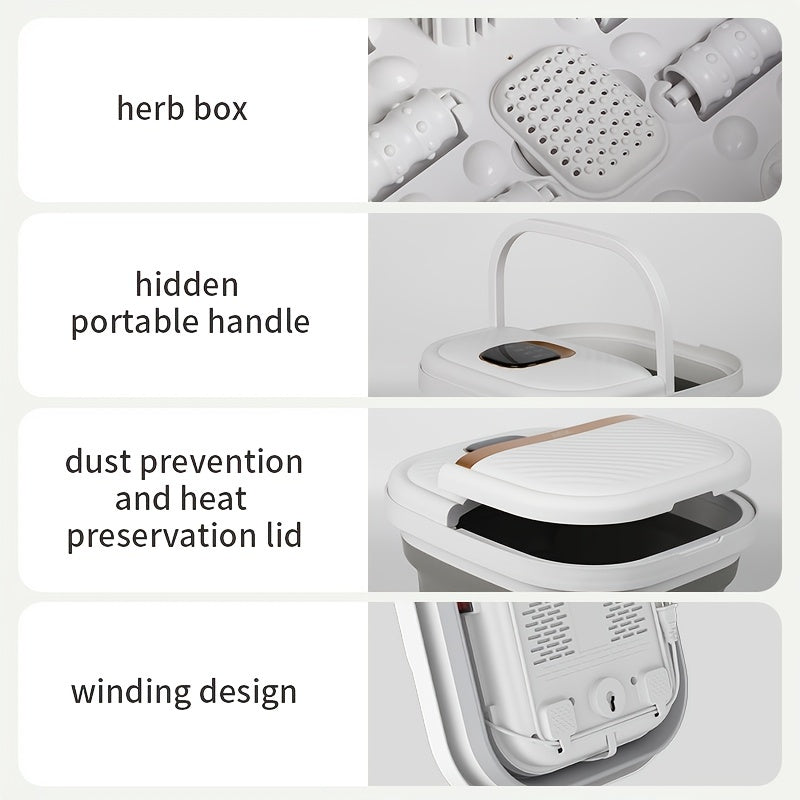 Foldable Portable Pedicure Foot Spa Bath Massager With Heat, Bubbles, Vibration And Red Light, Foot Spa Tub For Feet Mini Acupressure Massage Points Temperature Control