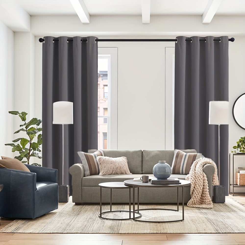4pcs Set of Blackout Curtains for Bedroom-Insulated grommet