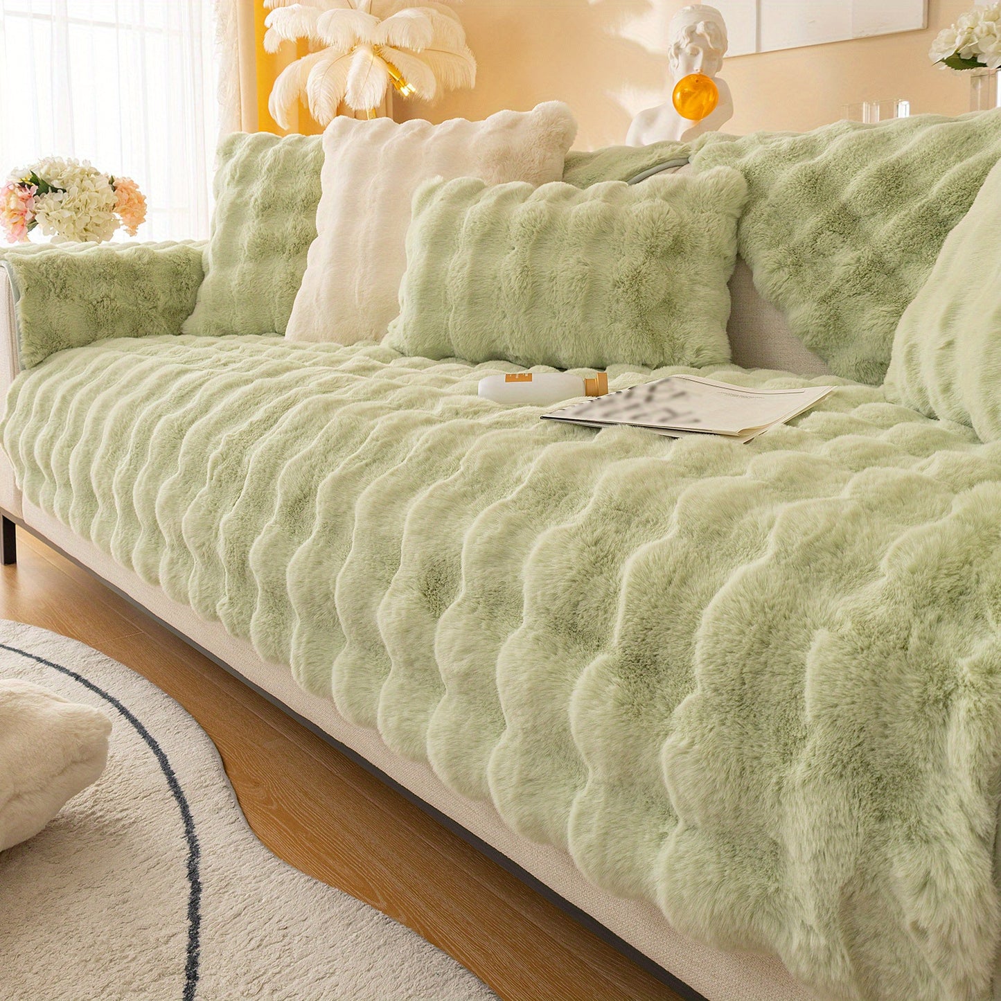 Thick Plush Fuzzy 1pc Rabbit Sofa Cushion