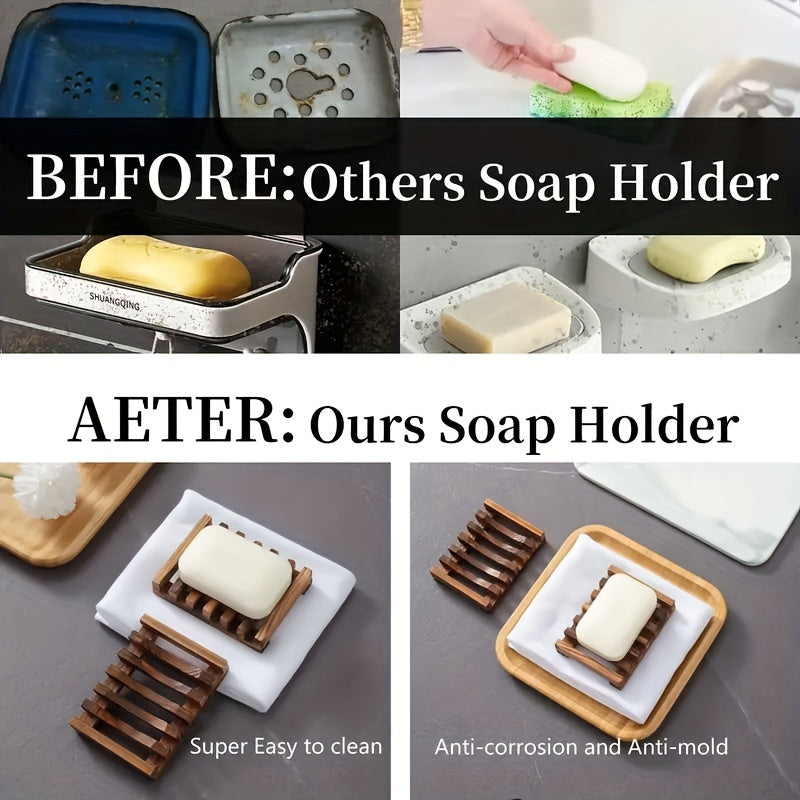 Sleek Self-Draining Wooden Soap Dish