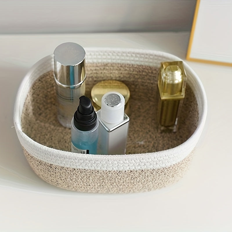 1pc Oval Storage Basket, Rope Woven Basket