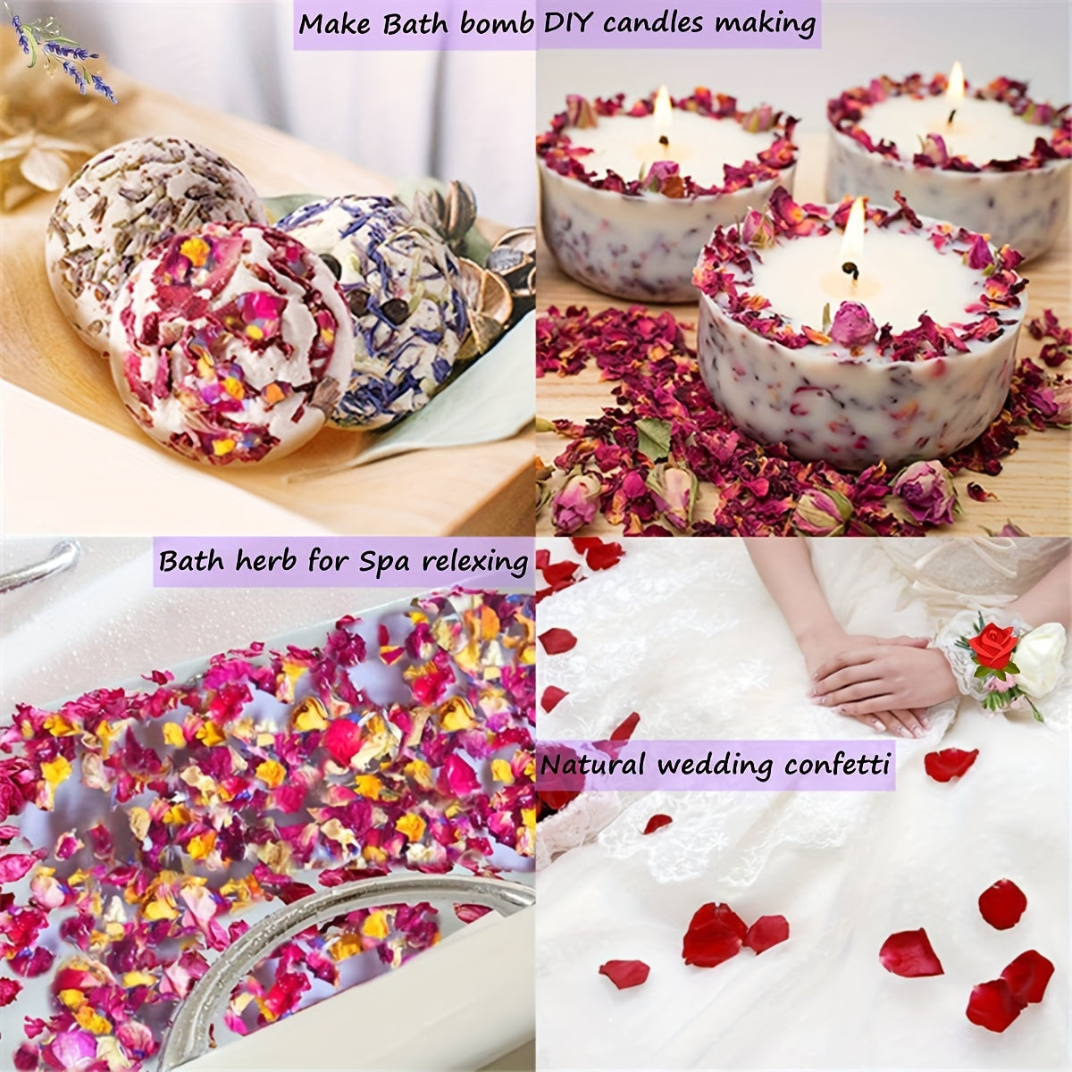 Dried Rose Petals - 1.76oz - Real Flower Dry Red Rose Petal For Foot Bath, Body Bath, Spa, Wedding, Confetti, Home Fragrance, Candle Making, Soap Making, DIY Crafts
