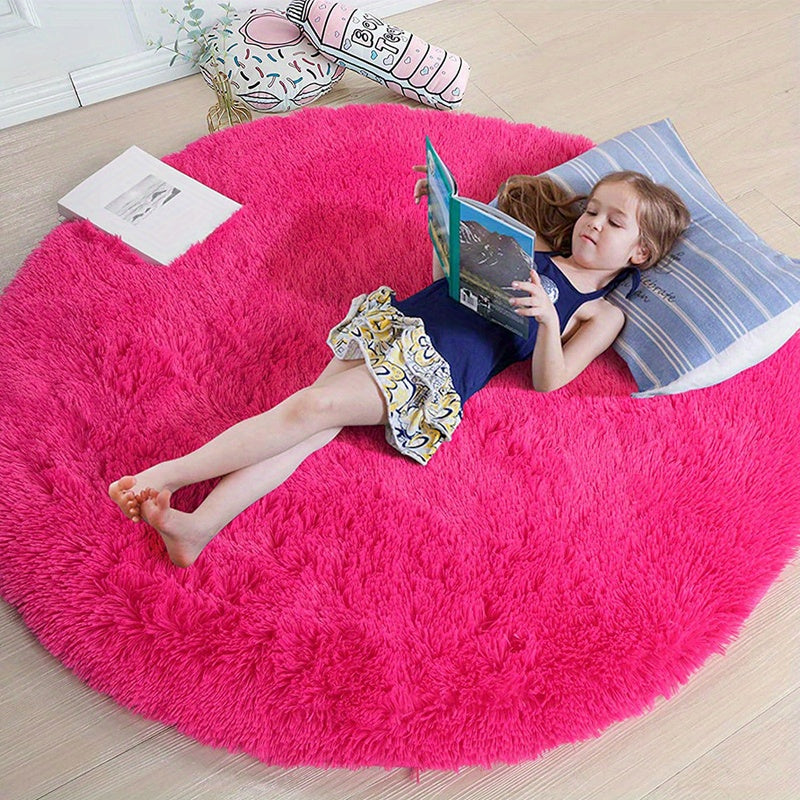 1pc, Soft and Fluffy Round Rug for Bedroom