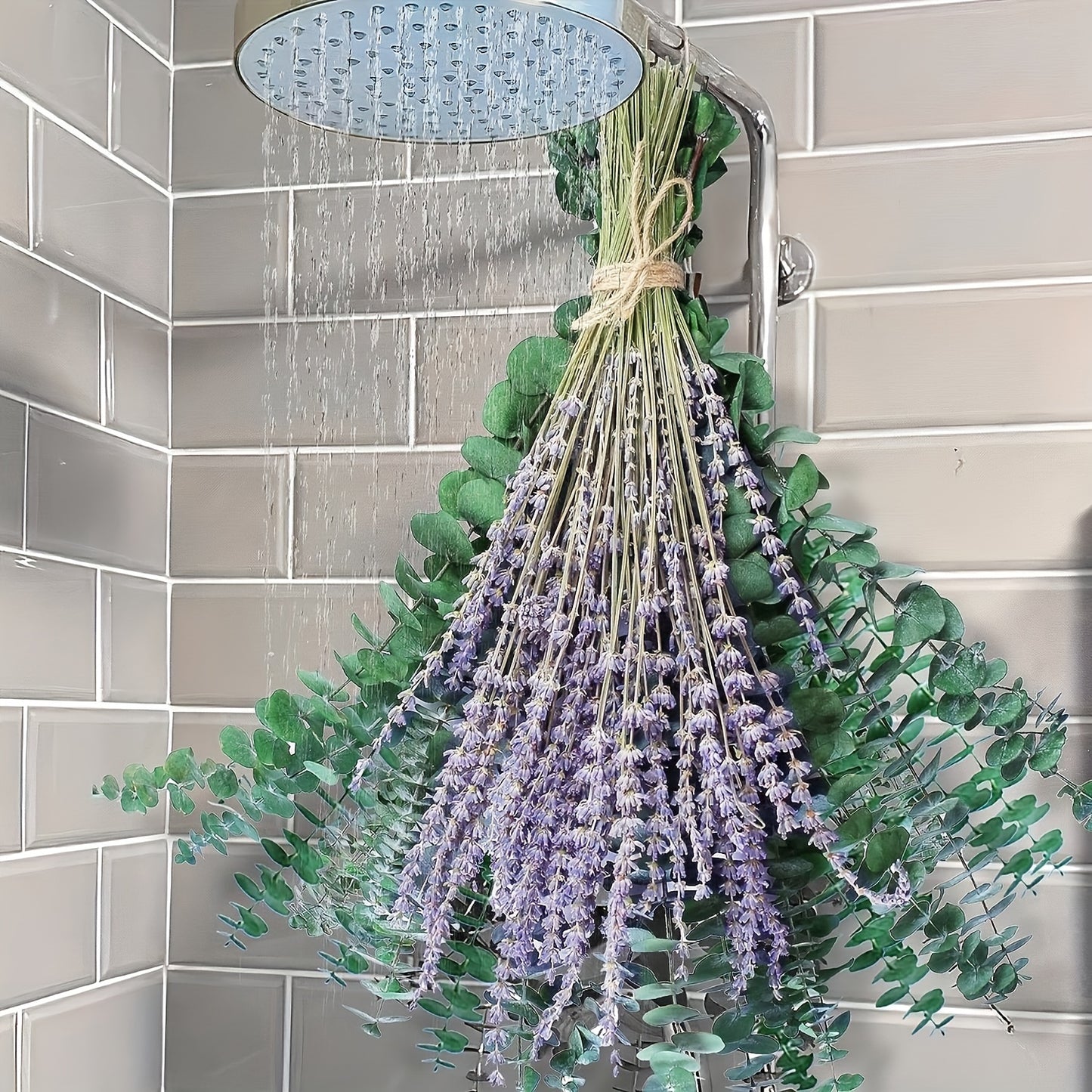 110pcs, Dried Eucalyptus Stem And Lavender Bouquet, Natural Real Eucalyptus Leaf Hanging And Lavender Shower Plant