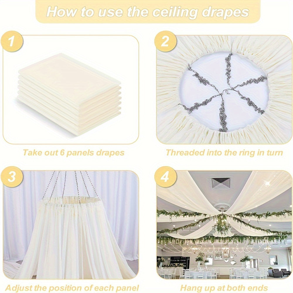 6 Pieces 5ftx10ft Ivory Ceiling Drapes