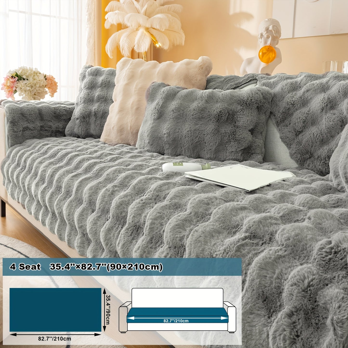 Thick Plush Fuzzy 1pc Rabbit Sofa Cushion