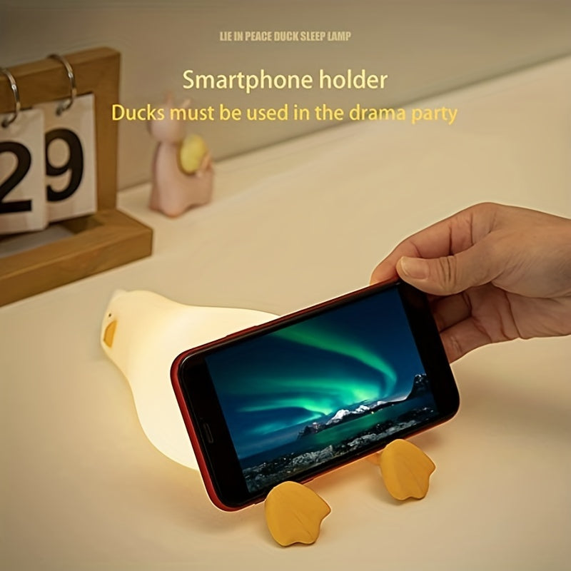 Adorable Duck LED Night Light - Silicone, Dimmable & Timer-Controlled Bedside Lamp with Touch Control for Cozy Bedroom Ambiance