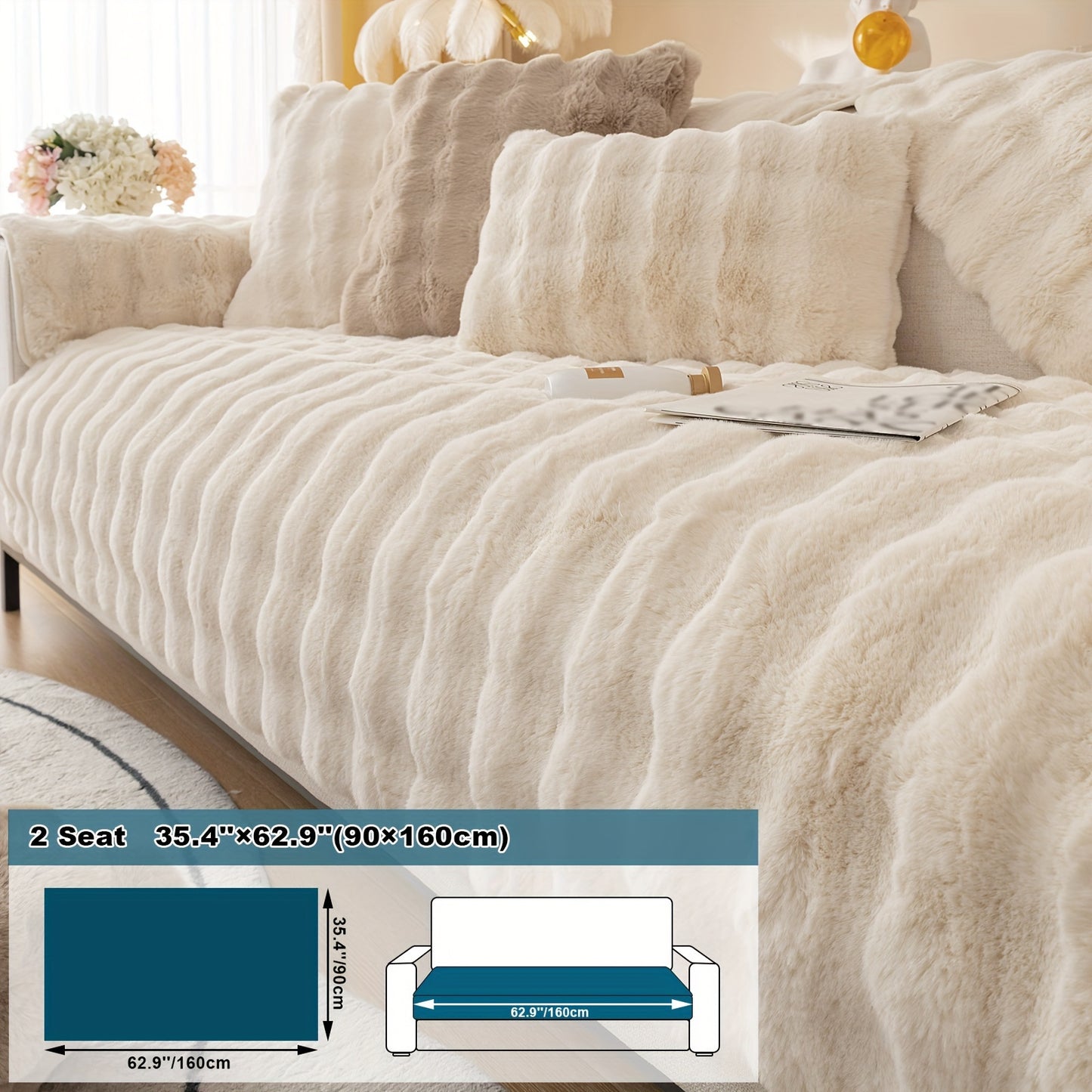 Thick Plush Fuzzy 1pc Rabbit Sofa Cushion