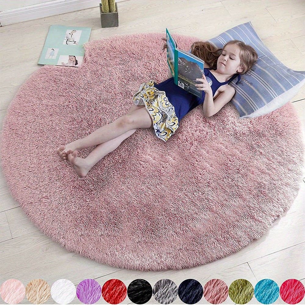 1pc, Soft and Fluffy Round Rug for Bedroom