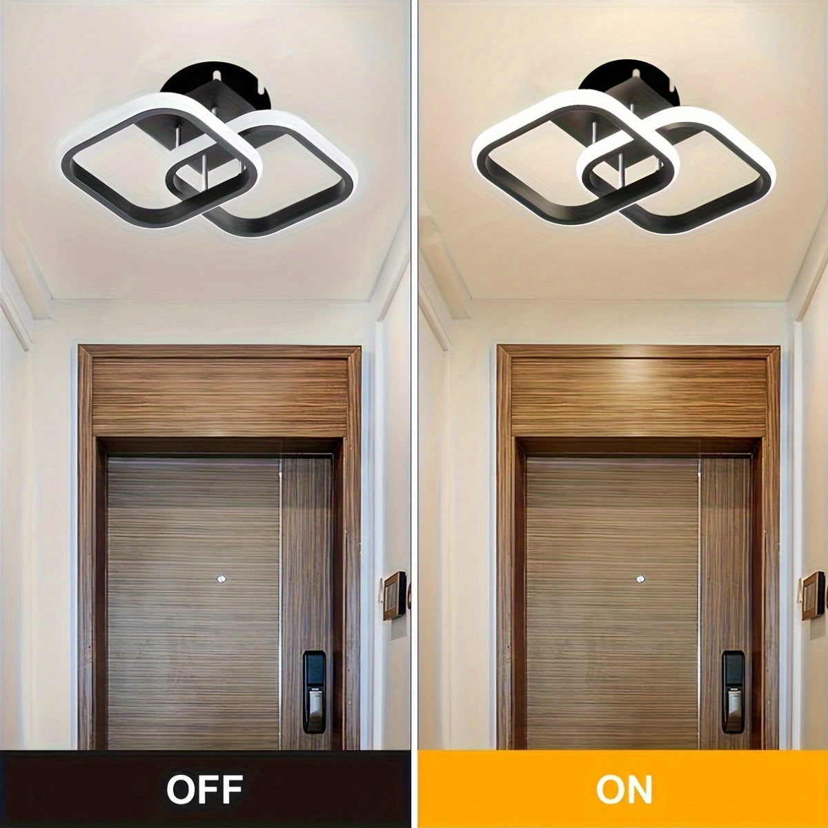 Modern LED Ceiling Light Fixture, Metal Flush Mount Chandelier