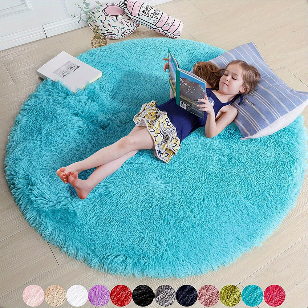 1pc, Soft and Fluffy Round Rug for Bedroom
