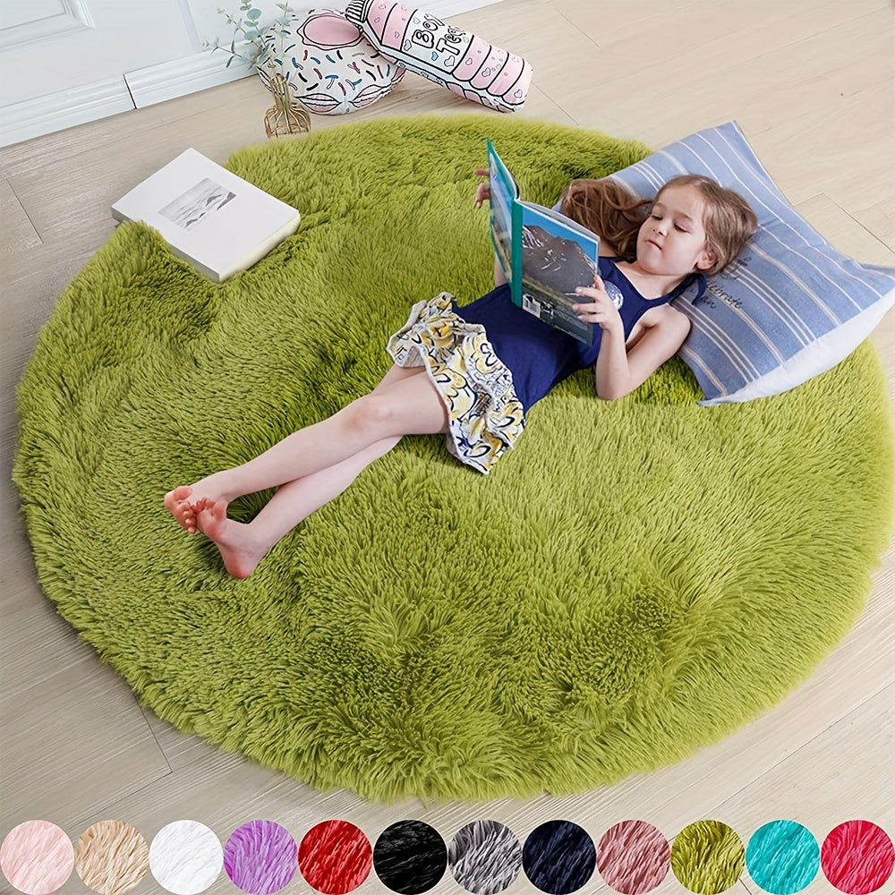 1pc, Soft and Fluffy Round Rug for Bedroom