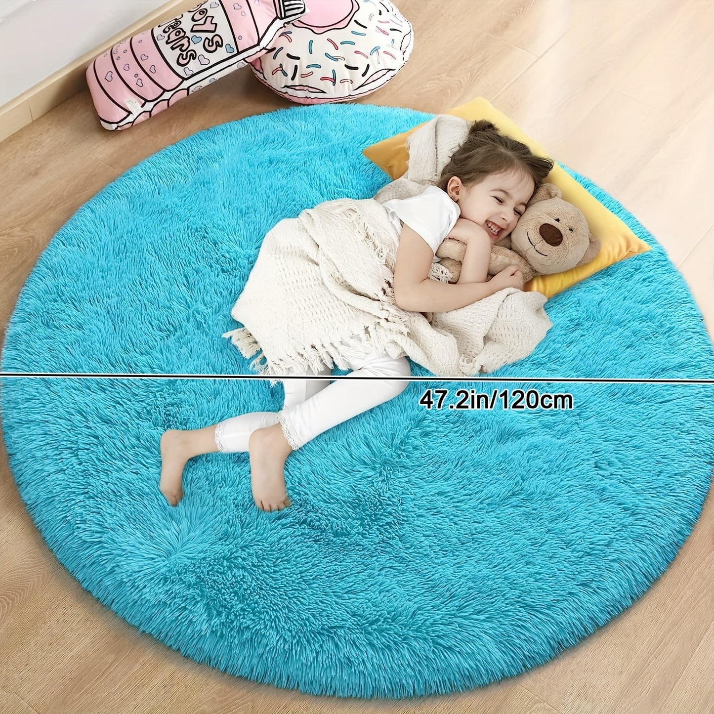 1pc, Soft and Fluffy Round Rug for Bedroom