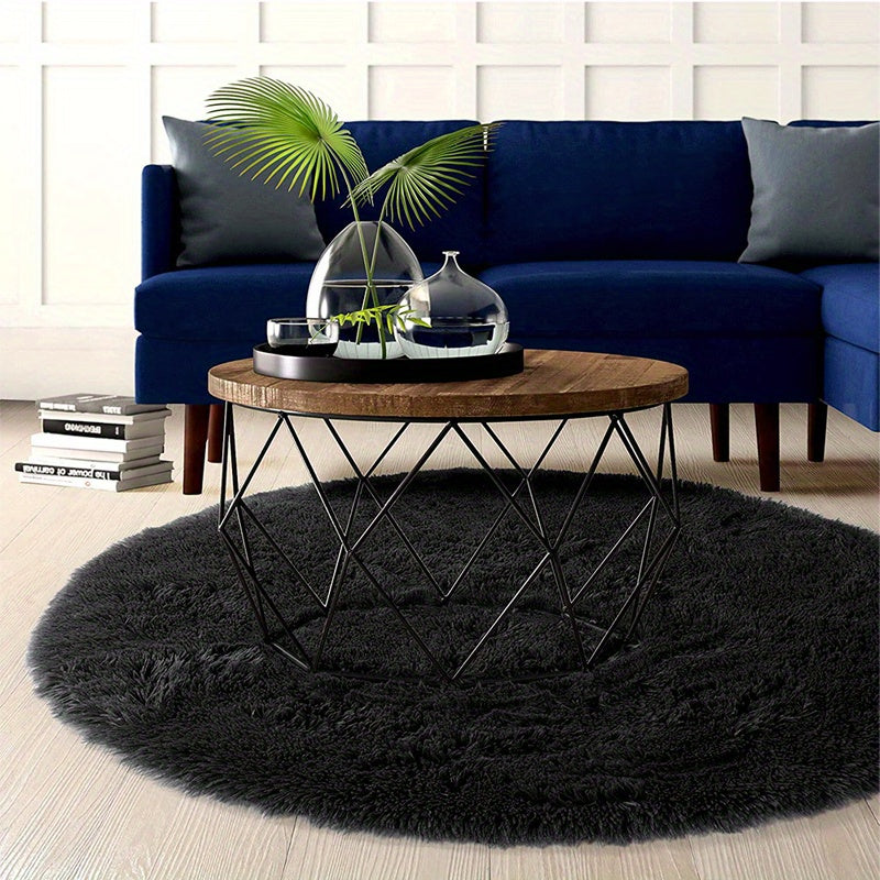 1pc, Soft and Fluffy Round Rug for Bedroom