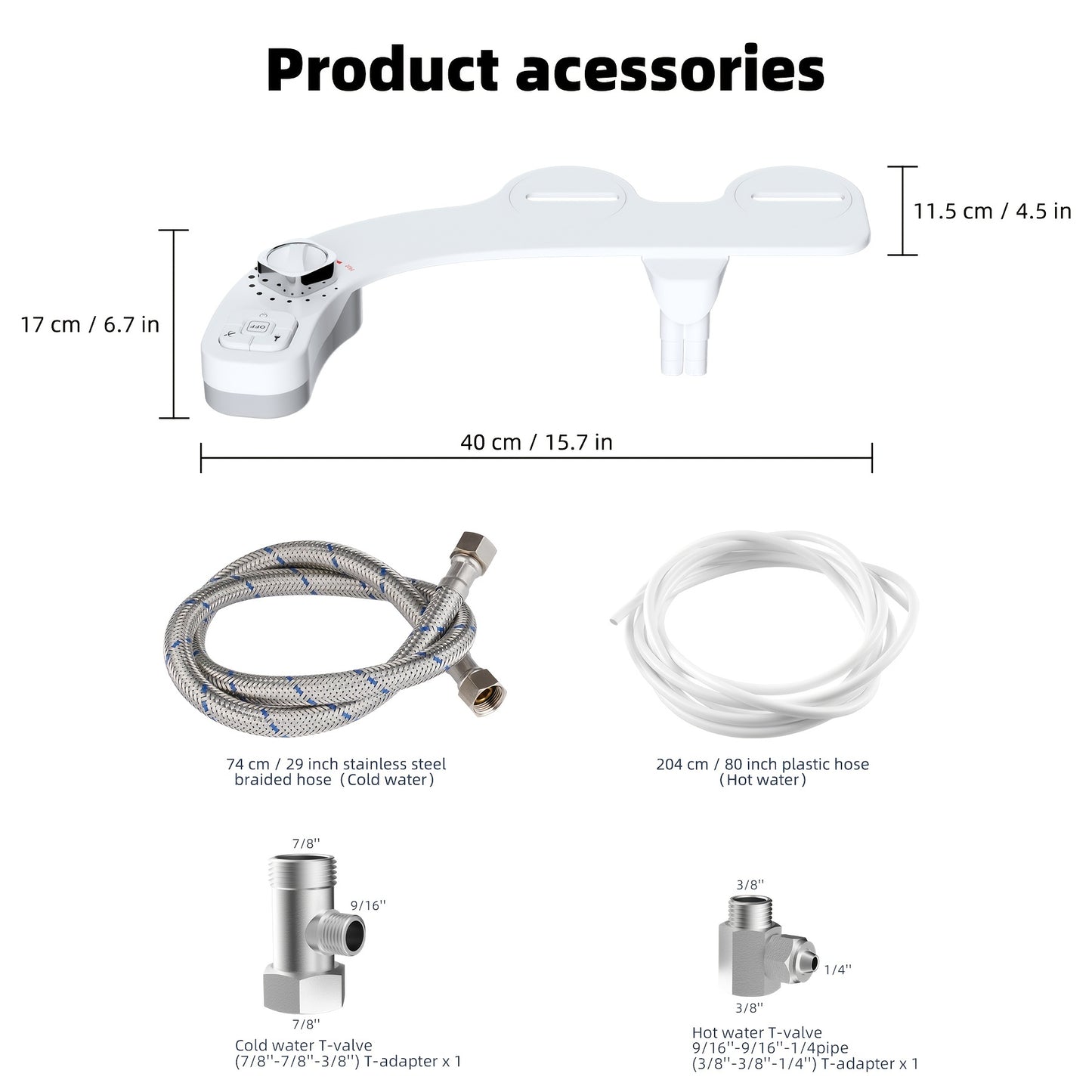 1pc Non-Electric Mechanical Toilet Seat Bidet - Self Cleaning Dual Nozzle, Hot & Cold Water Spray