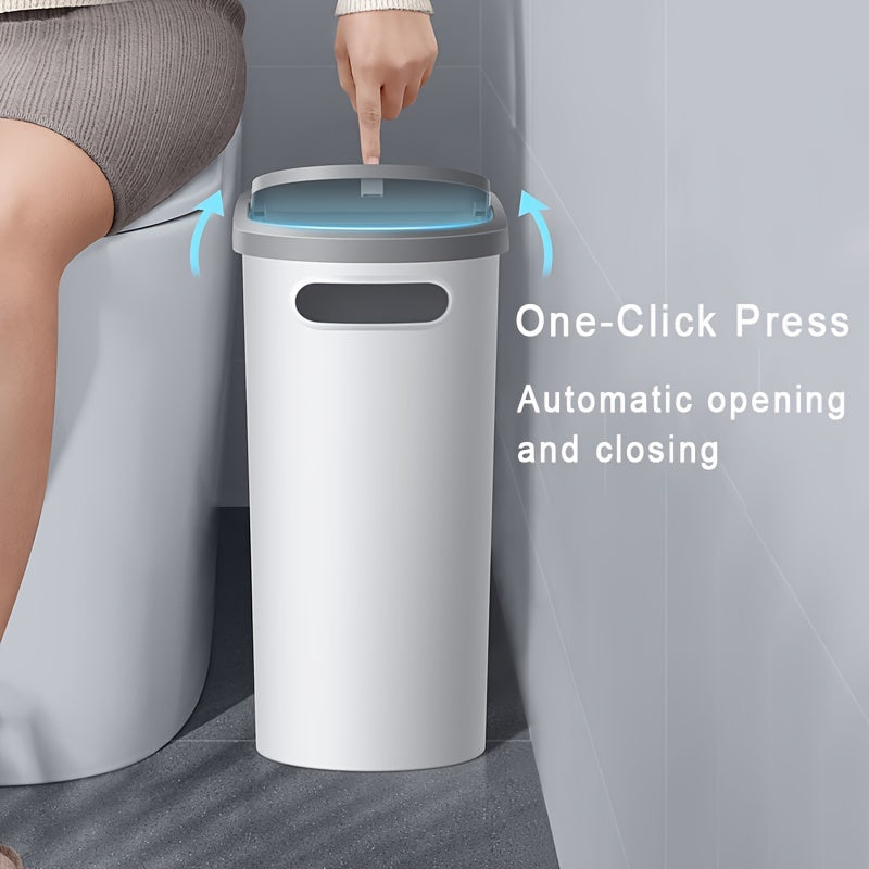 Versatile Large Capacity Trash Can with Lid - Sleek, Press-to-Open Design