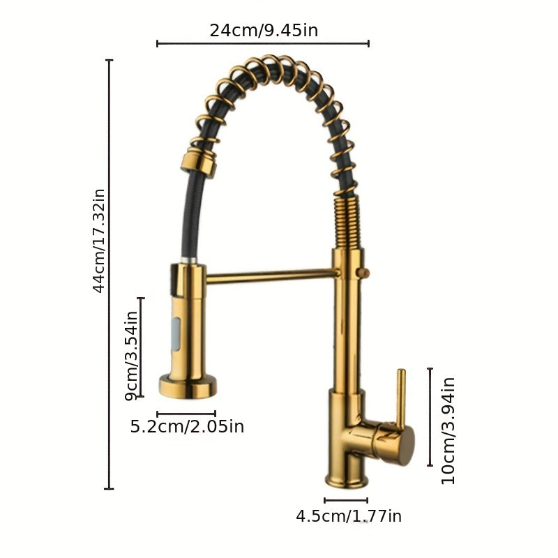 1pc Golden Luxury Pull Out Kitchen Faucet