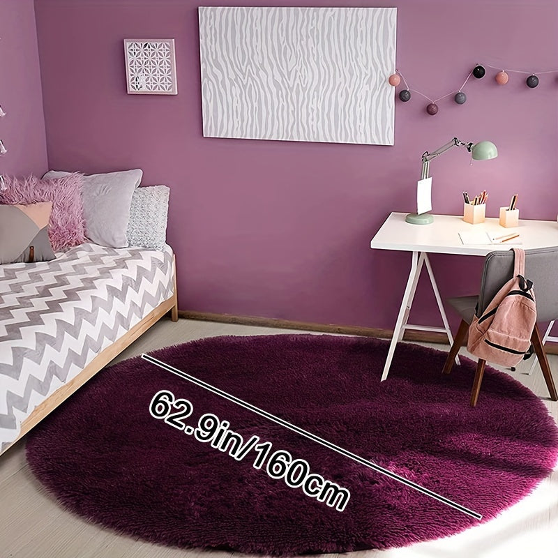 1pc, Soft and Fluffy Round Rug for Bedroom