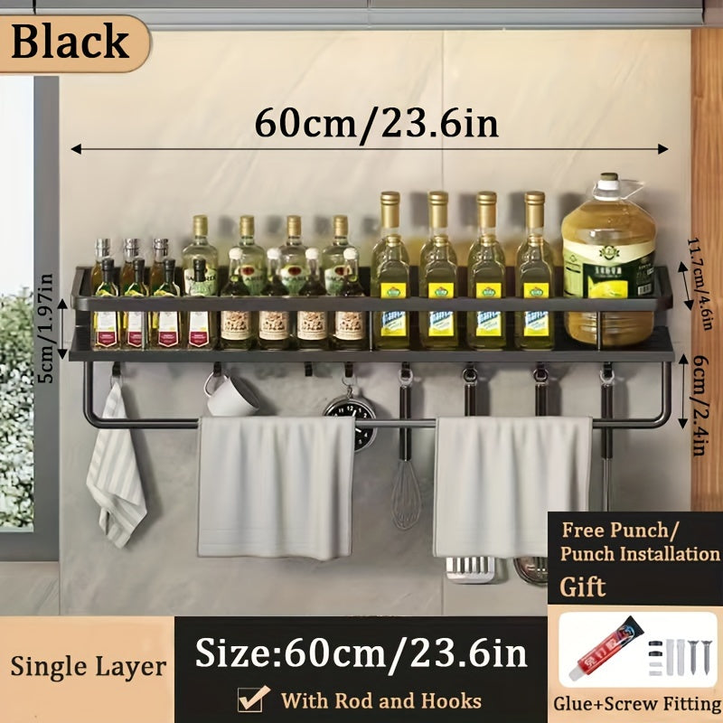 1pc Wall-Mounted Multi-Functional Spice Rack -Perfect Kitchen Organizer and Accessory for Maximizing Storage