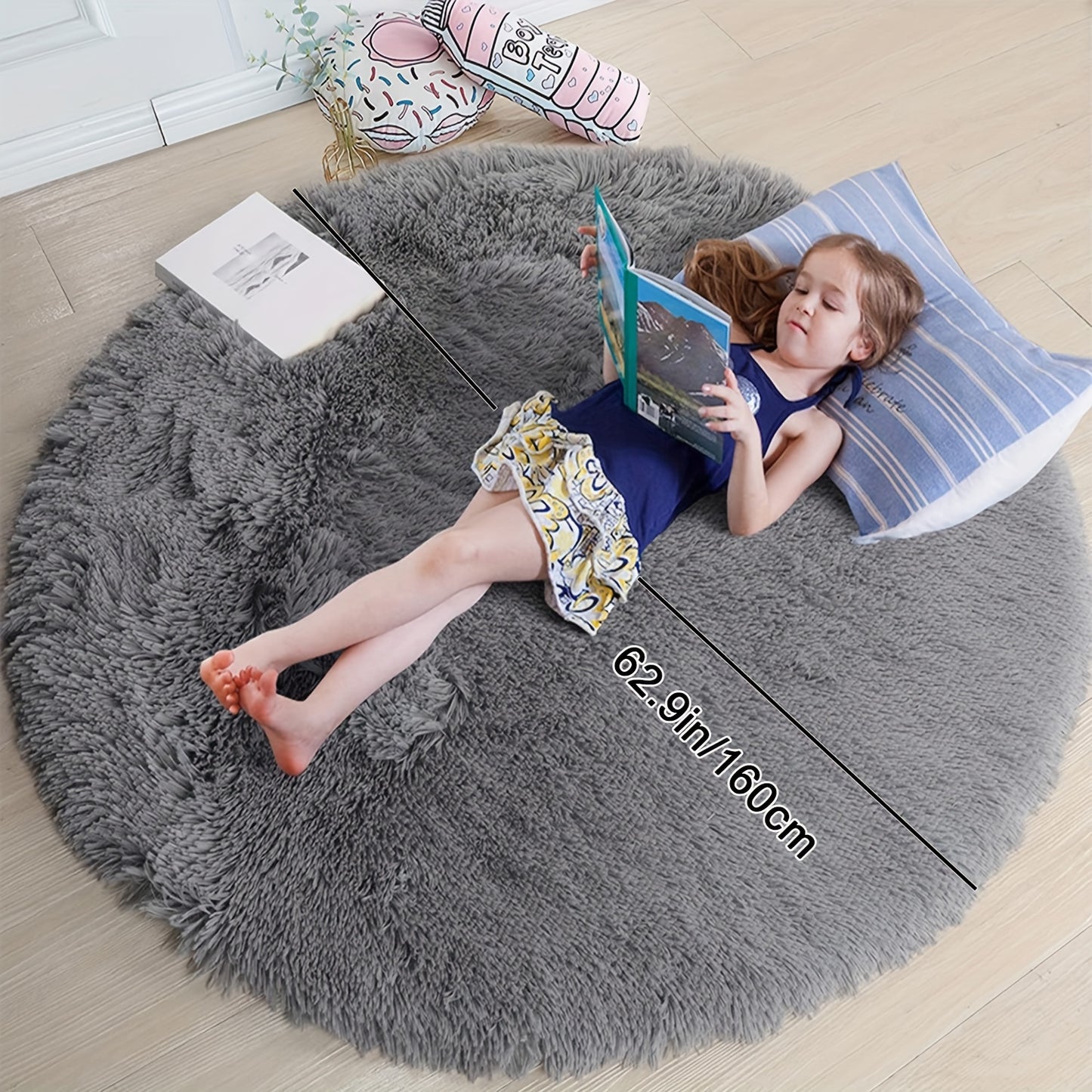 1pc, Soft and Fluffy Round Rug for Bedroom