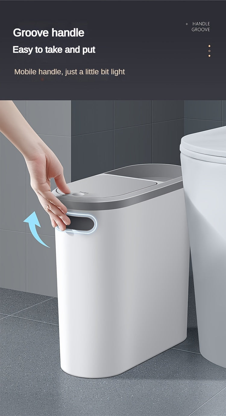 Versatile Large Capacity Trash Can with Lid - Sleek, Press-to-Open Design
