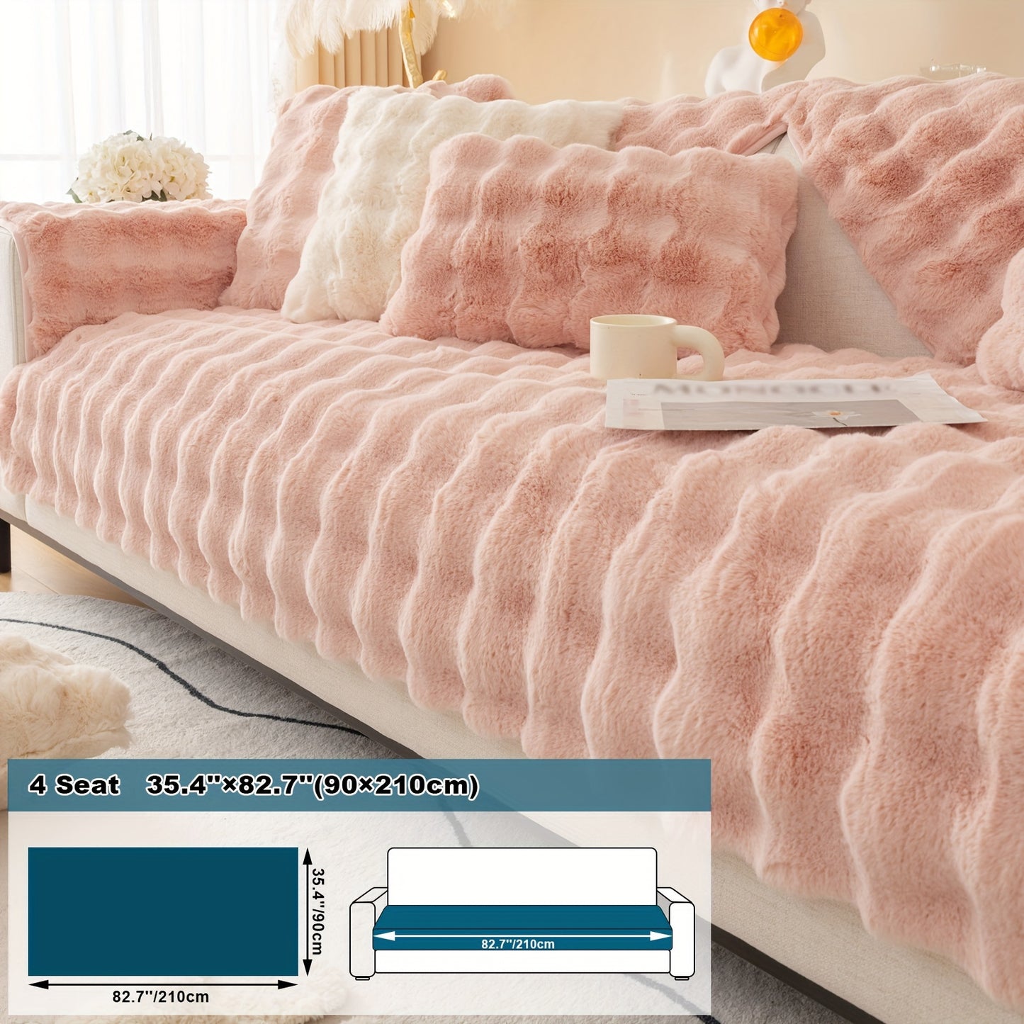 Thick Plush Fuzzy 1pc Rabbit Sofa Cushion