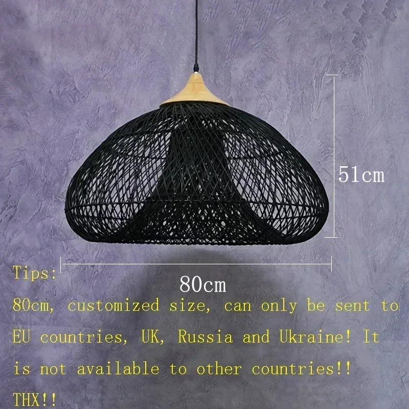 Southeast Asian Handmade Knit Bamboo and Rattan Lamp