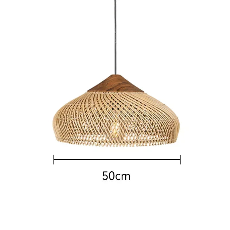 Southeast Asian Handmade Knit Bamboo and Rattan Lamp