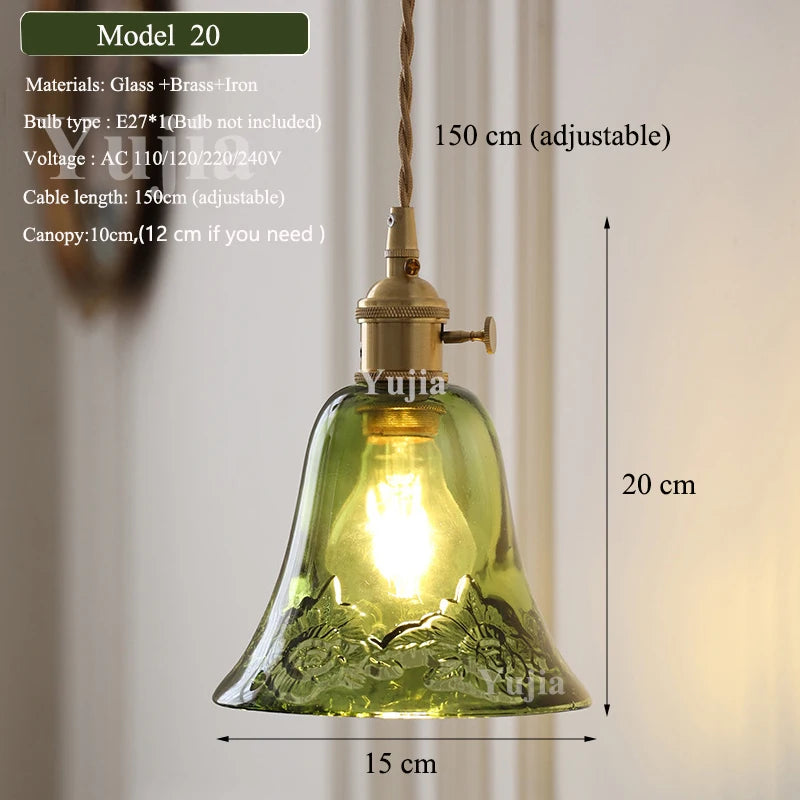 Multi-style Vintage Green Glass Light Fixtures