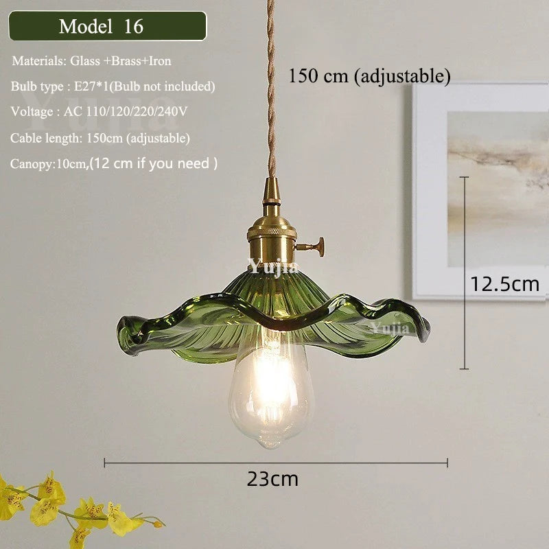 Multi-style Vintage Green Glass Light Fixtures