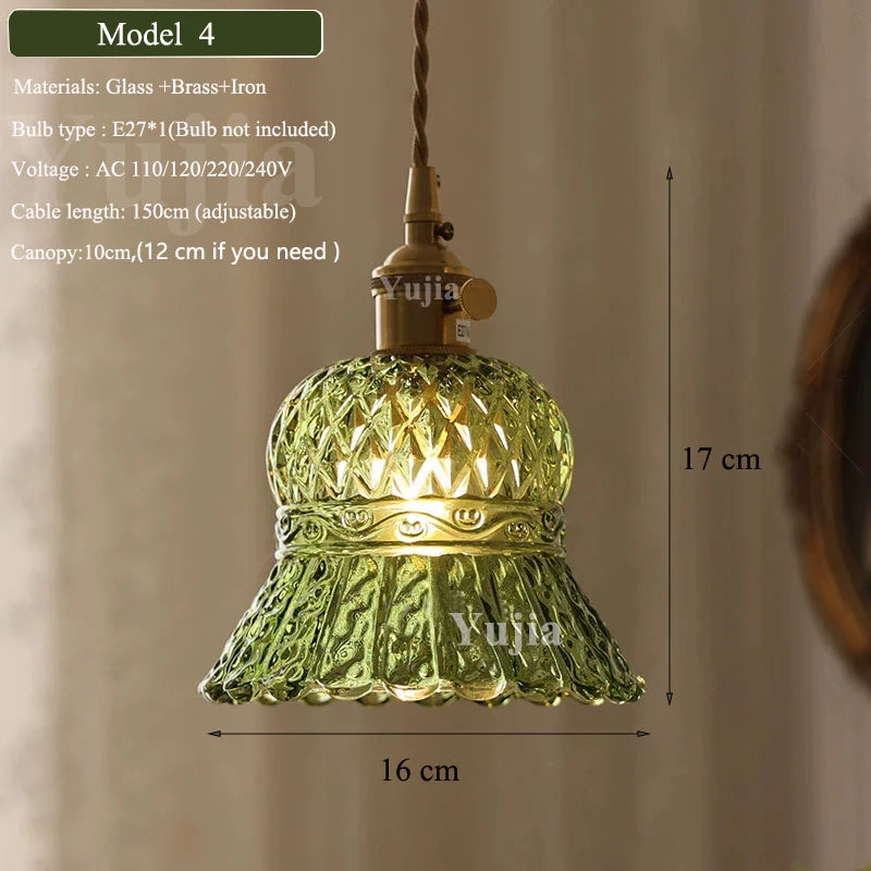 Multi-style Vintage Green Glass Light Fixtures