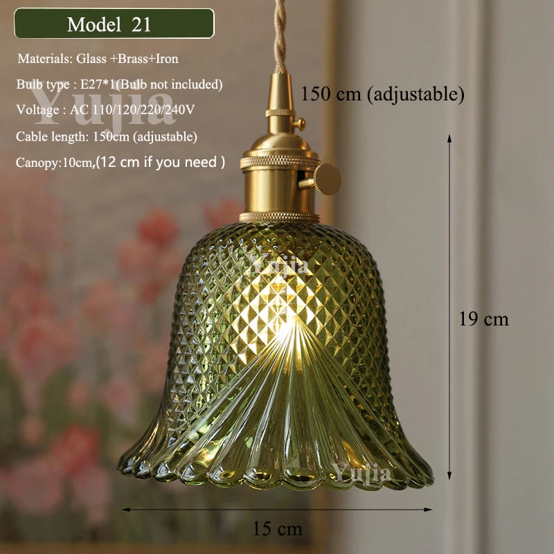 Multi-style Vintage Green Glass Light Fixtures