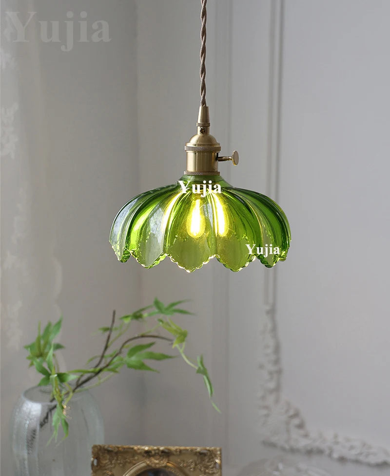 Multi-style Vintage Green Glass Light Fixtures