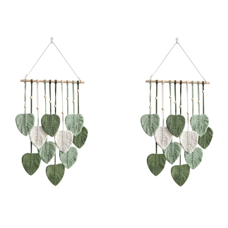 Leaf Macrame Hanging Boho Woven Aesthetic Wall Tapestry