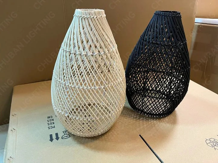 Southeast Asian Handmade Knit Bamboo and Rattan Lamp