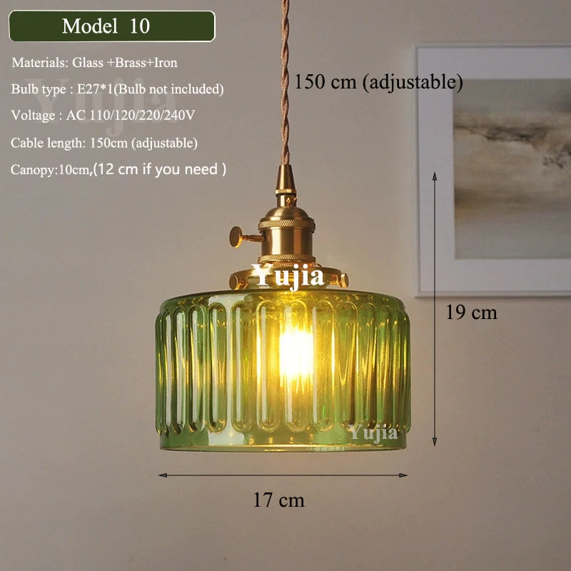 Multi-style Vintage Green Glass Light Fixtures
