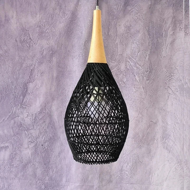 Southeast Asian Handmade Knit Bamboo and Rattan Lamp