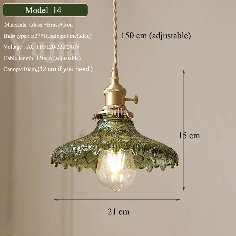 Multi-style Vintage Green Glass Light Fixtures