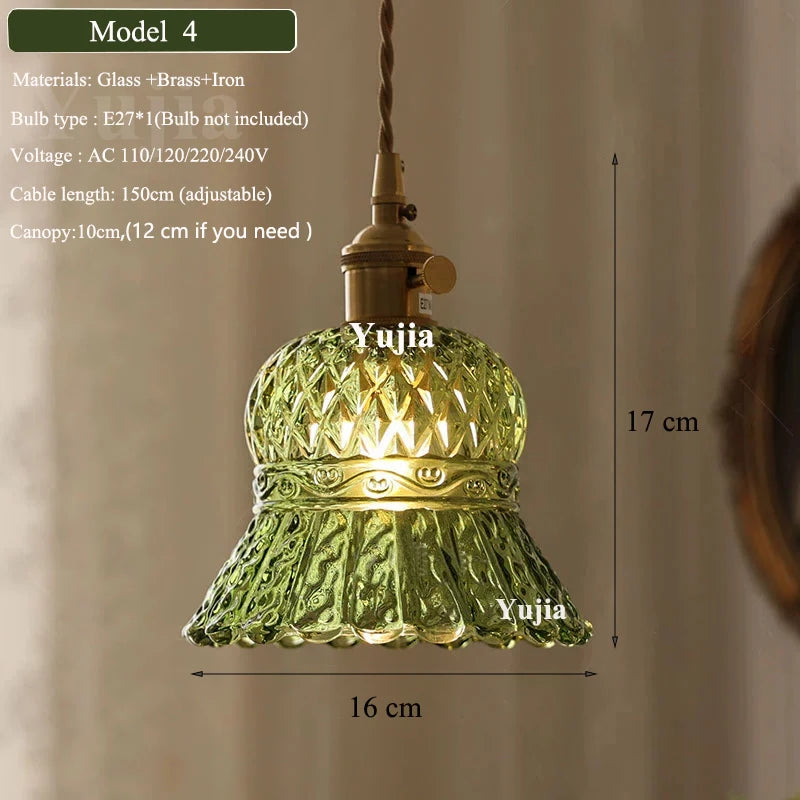Multi-style Vintage Green Glass Light Fixtures