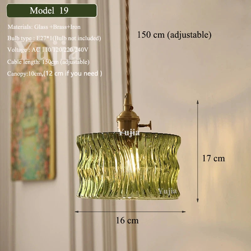 Multi-style Vintage Green Glass Light Fixtures
