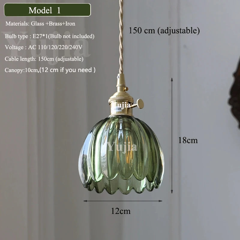 Multi-style Vintage Green Glass Light Fixtures