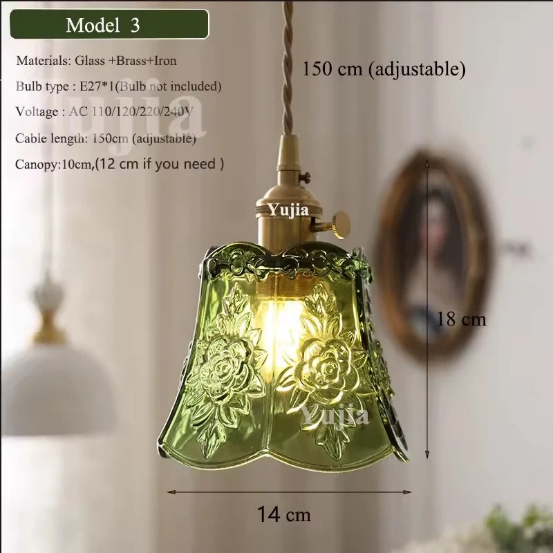 Multi-style Vintage Green Glass Light Fixtures