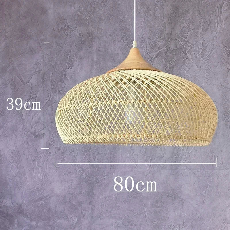 Southeast Asian Handmade Knit Bamboo and Rattan Lamp