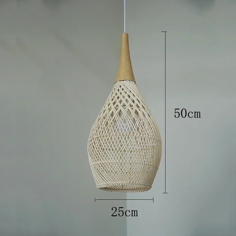 Southeast Asian Handmade Knit Bamboo and Rattan Lamp