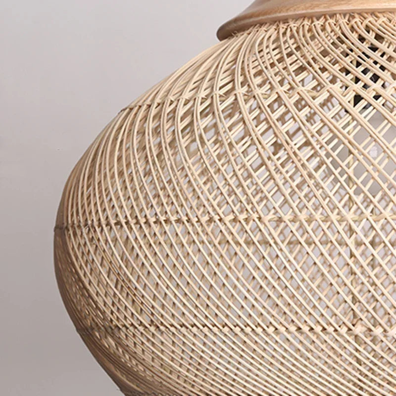 Southeast Asian Handmade Knit Bamboo and Rattan Lamp