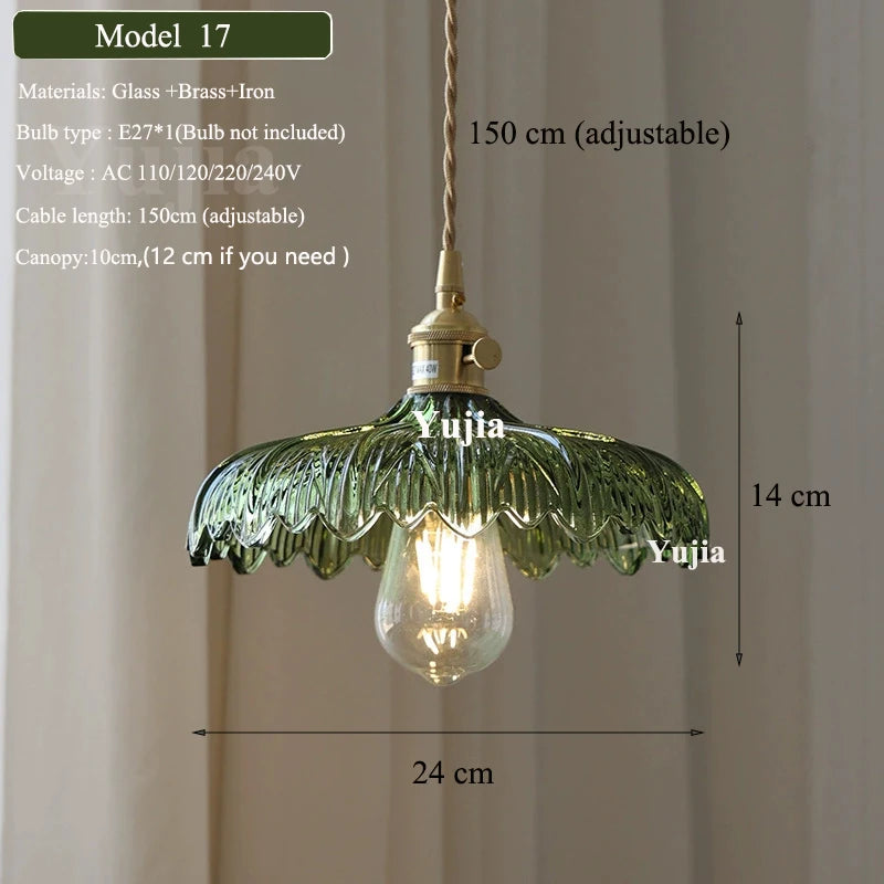 Multi-style Vintage Green Glass Light Fixtures