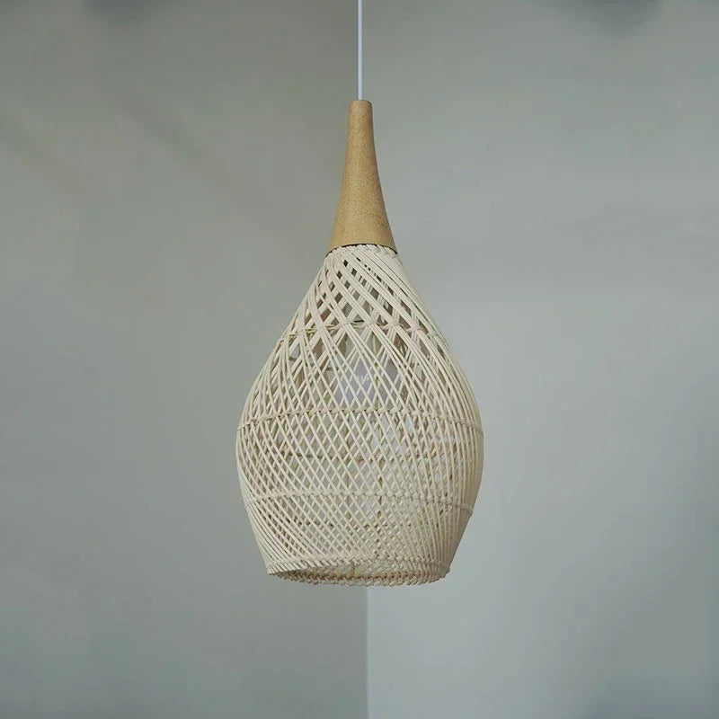 Southeast Asian Handmade Knit Bamboo and Rattan Lamp