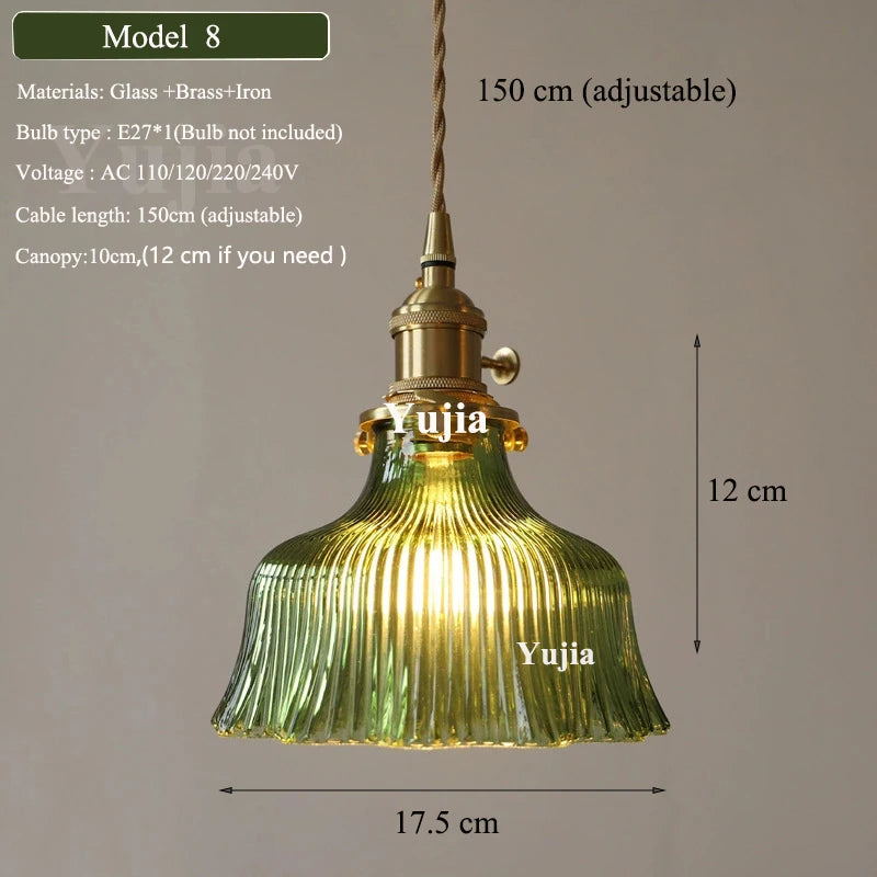 Multi-style Vintage Green Glass Light Fixtures